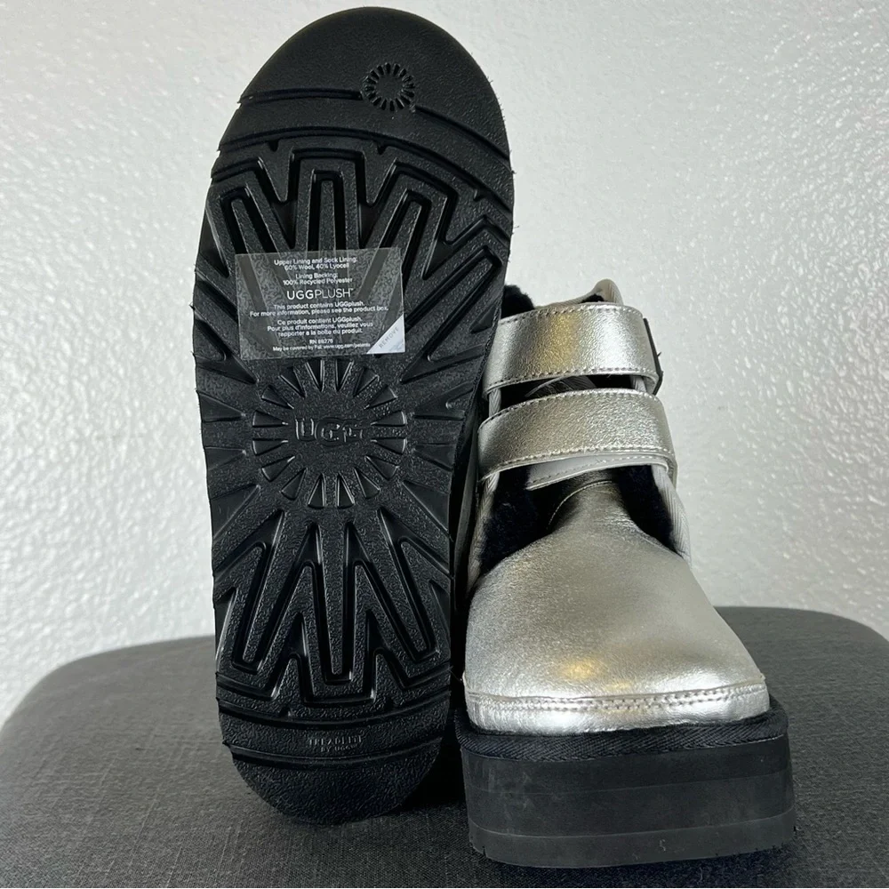 UGG Women’s Neumel Platform Leather Boots Womens Metallic Size 6